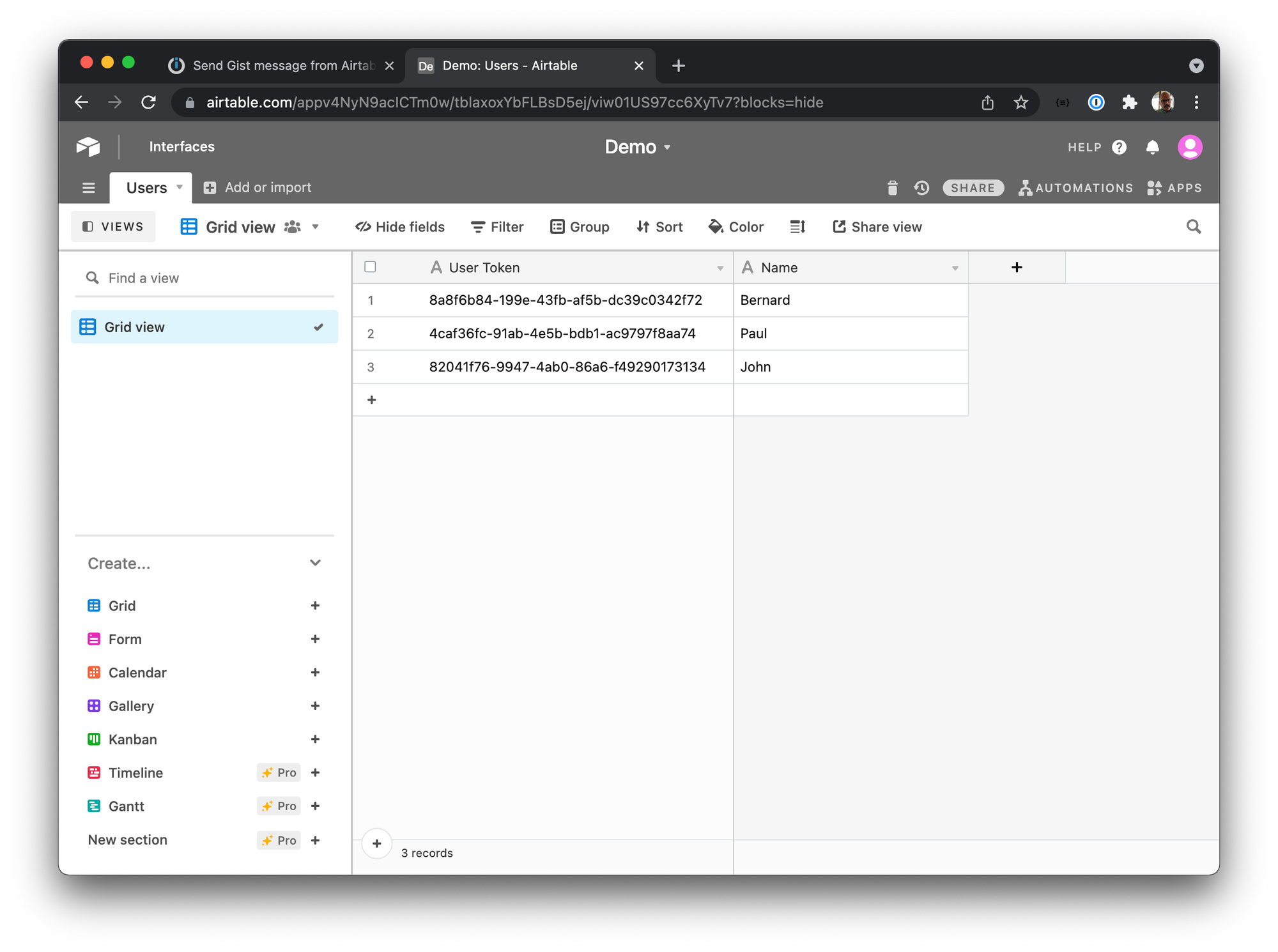 Send personalized in-app messages using AirTable & Integromat