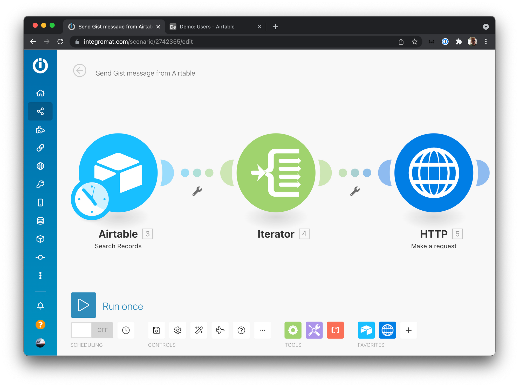 Send personalized in-app messages using AirTable & Integromat